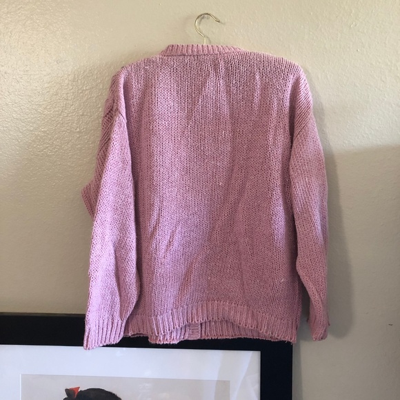 SOLD! 80s pink cottagecore cable knit cardigan - Picture 6 of 6